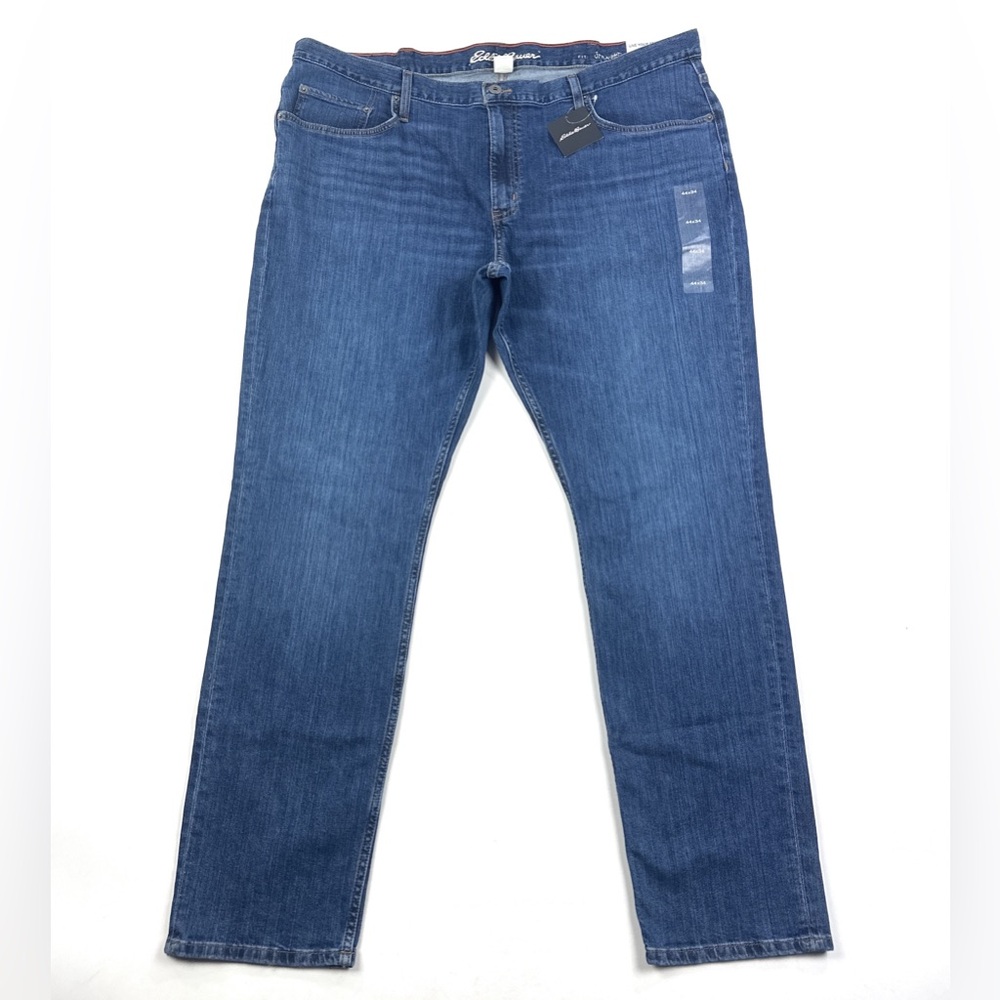 Eddie Bauer H2LOW Flex Straight Leg Mens 44x34 Blue Jeans Stretch Denim Comfort